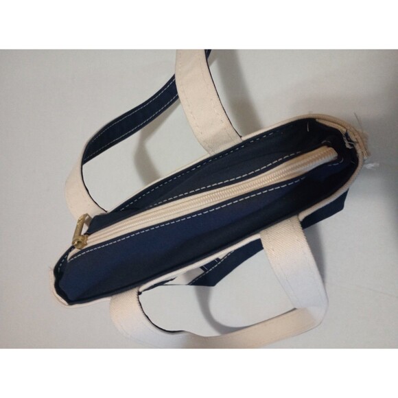 LL Bean Boat & Tote Bag USA Made Canvas Blue Zipper CBA Custom Monogram Small - Picture 9 of 14